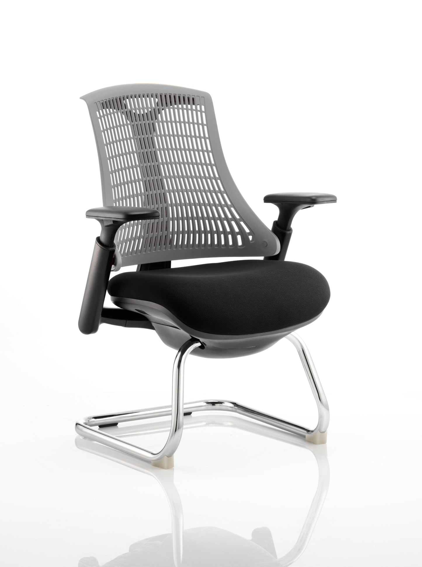 Flex Medium Back Cantilever Visitor Chair Black Frame with Arms