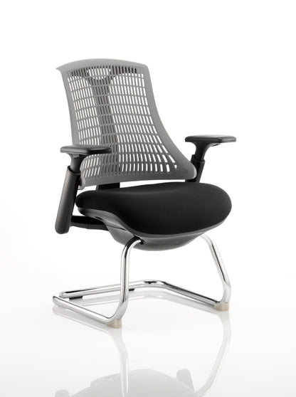 Flex Medium Back Cantilever Visitor Chair Black Frame with Arms