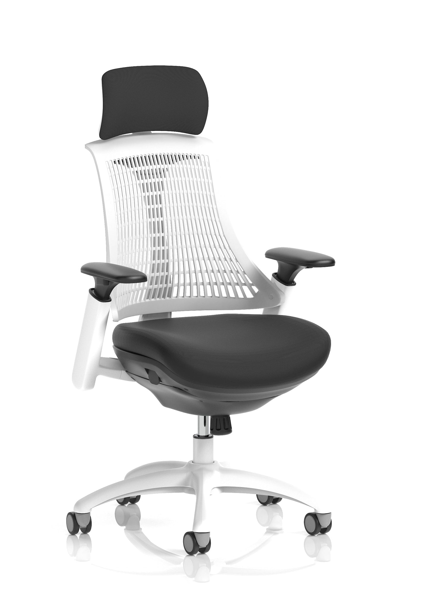 Flex Medium Back White Frame Task Operator Office Chair with Arms