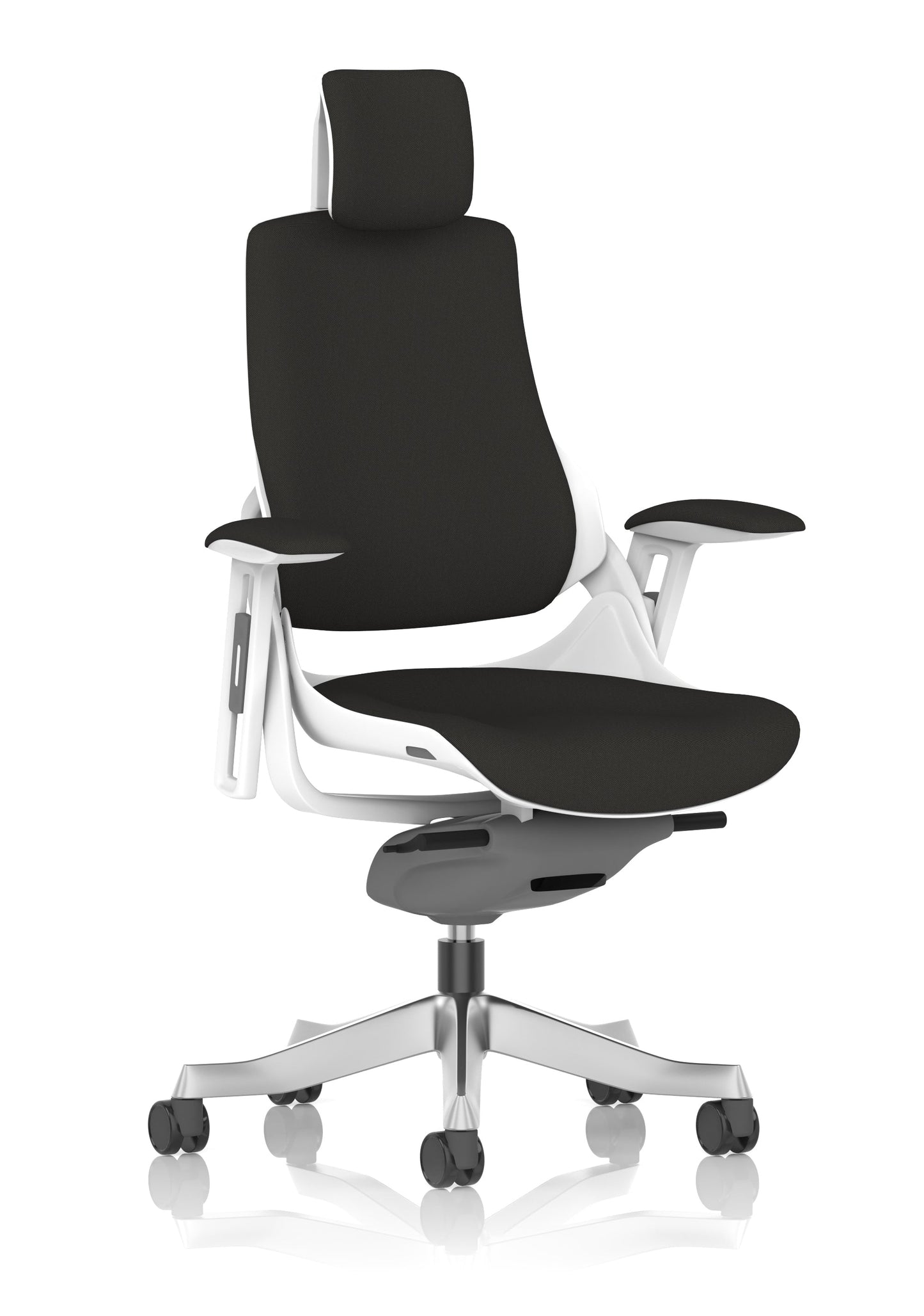 Zure High Back White Shell Fabric Executive Office Chair with Arms