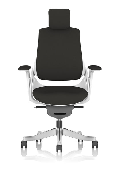 Zure High Back White Shell Fabric Executive Office Chair with Arms