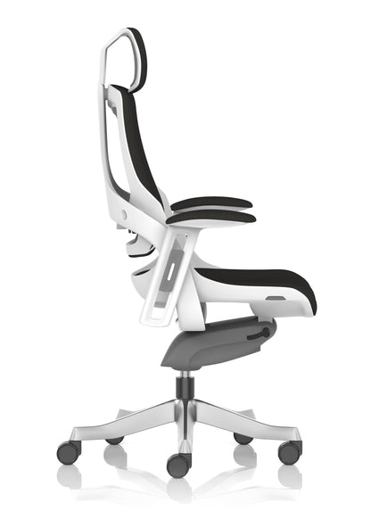 Zure High Back White Shell Fabric Executive Office Chair with Arms
