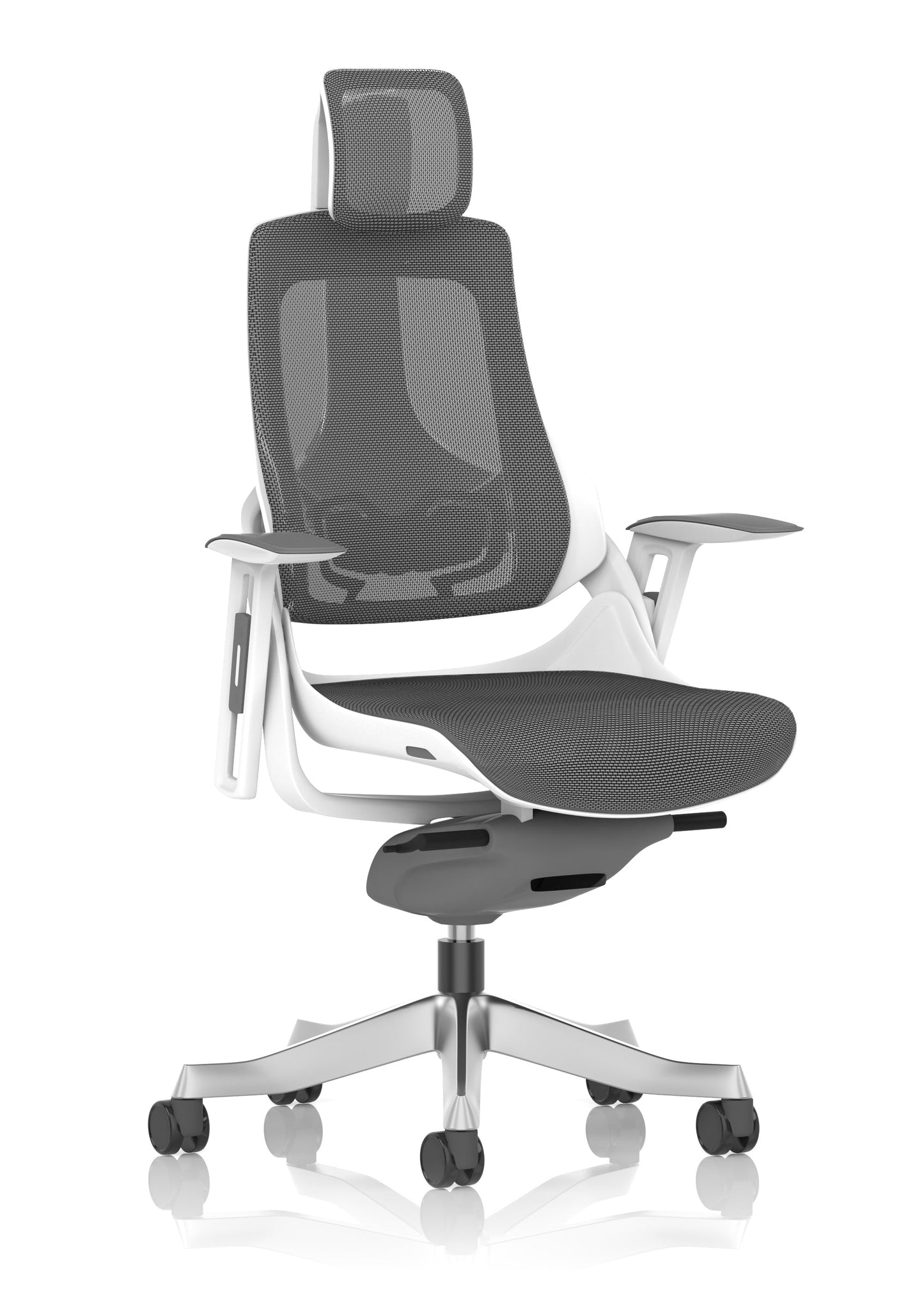 Zure High Back White Shell Mesh Executive Office Chair with Arms