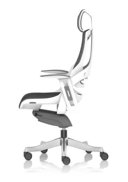 Zure High Back White Shell Mesh Executive Office Chair with Arms