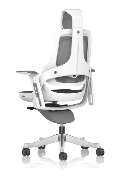 Zure High Back White Shell Mesh Executive Office Chair with Arms