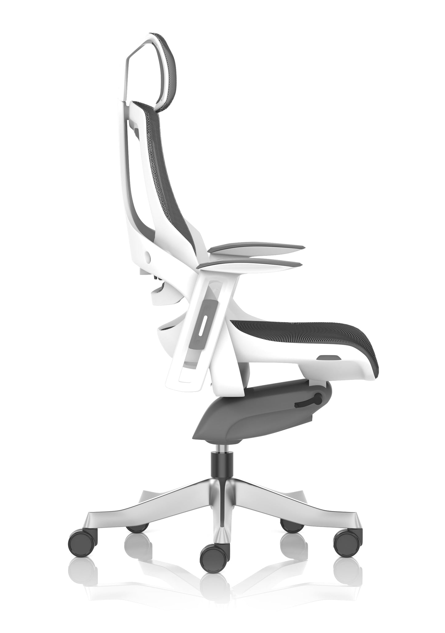 Zure High Back White Shell Mesh Executive Office Chair with Arms