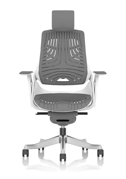 Zure High Back White Shell Elastomer Executive Office Chair with Arms