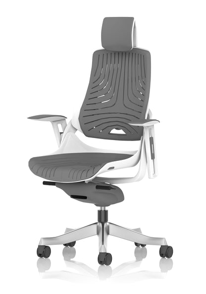 Zure High Back White Shell Elastomer Executive Office Chair with Arms