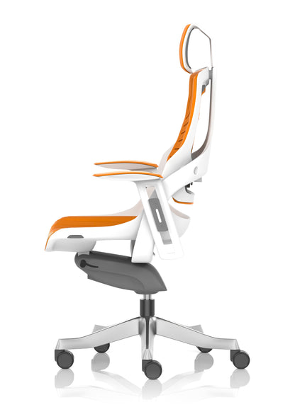 Zure High Back White Shell Elastomer Executive Office Chair with Arms