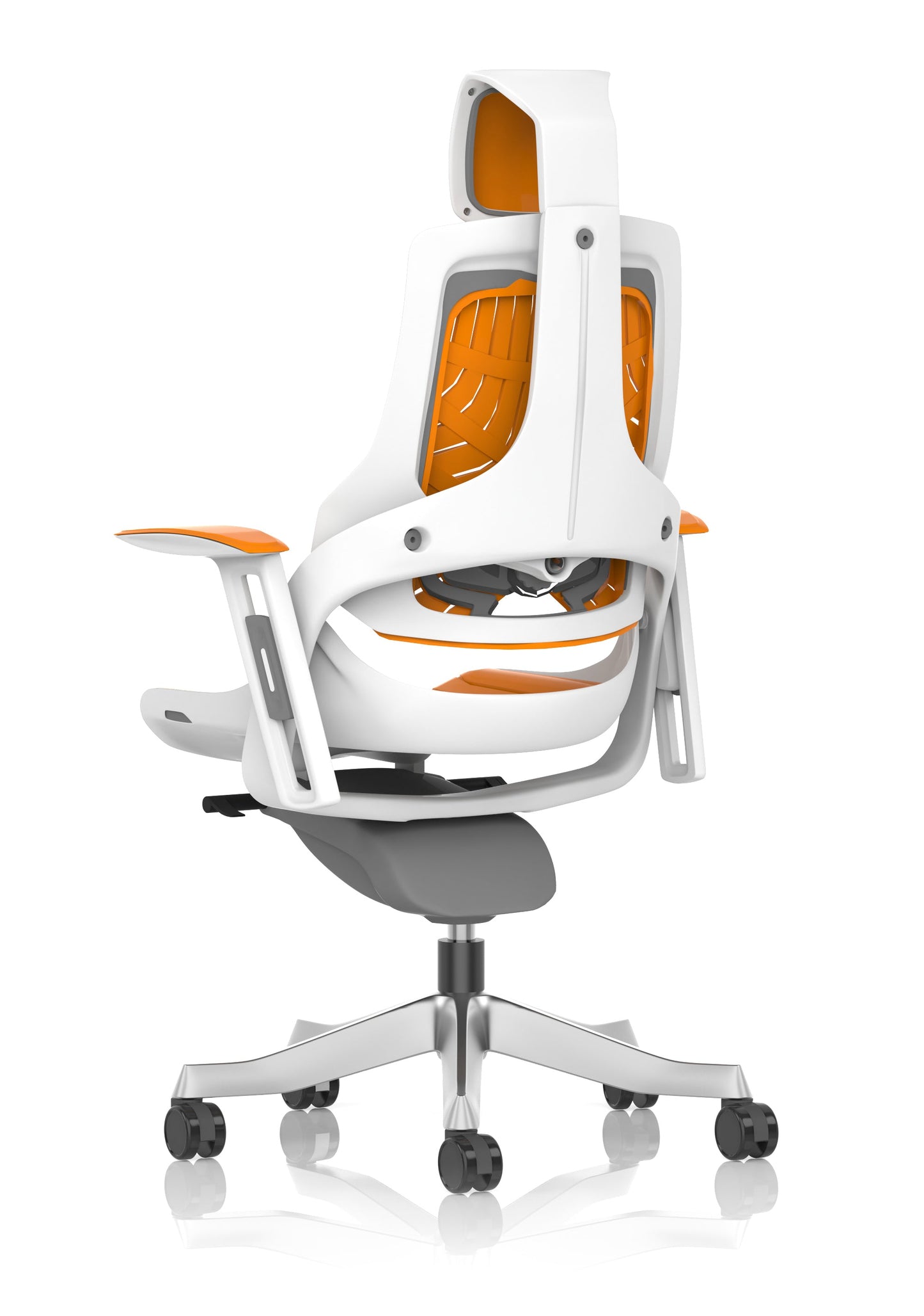 Zure High Back White Shell Elastomer Executive Office Chair with Arms