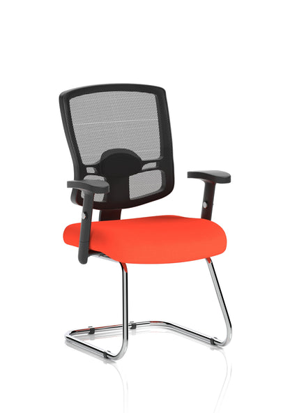 Portland Mesh Back Cantilever Visitor Chair with Arms