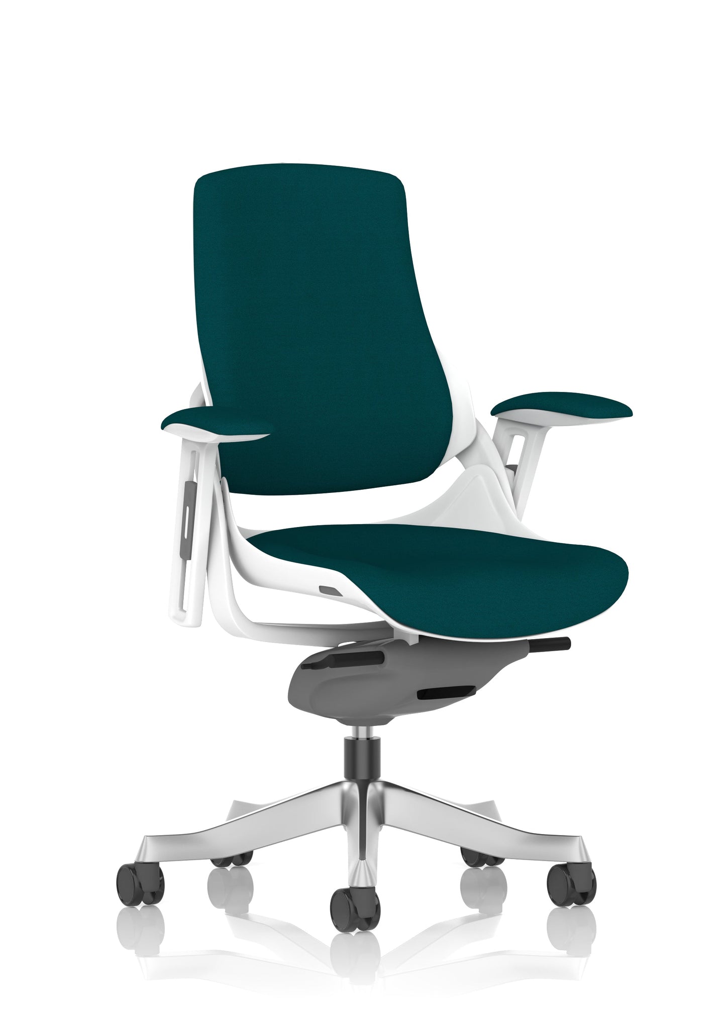 Zure High Back White Shell Fabric Executive Office Chair with Arms