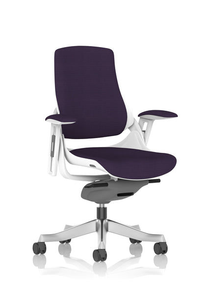 Zure High Back White Shell Fabric Executive Office Chair with Arms