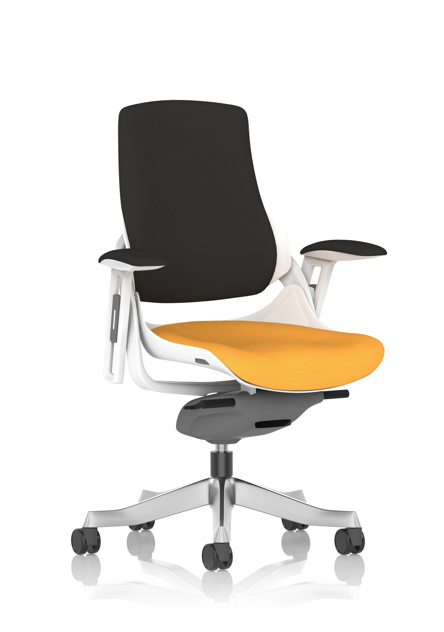 Zure High Back White Shell Fabric Executive Office Chair with Arms