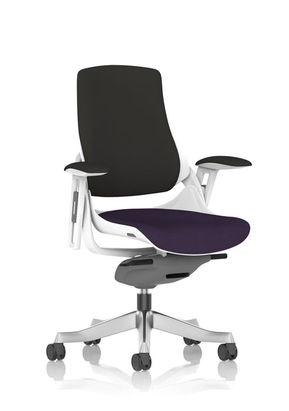 Zure High Back White Shell Fabric Executive Office Chair with Arms