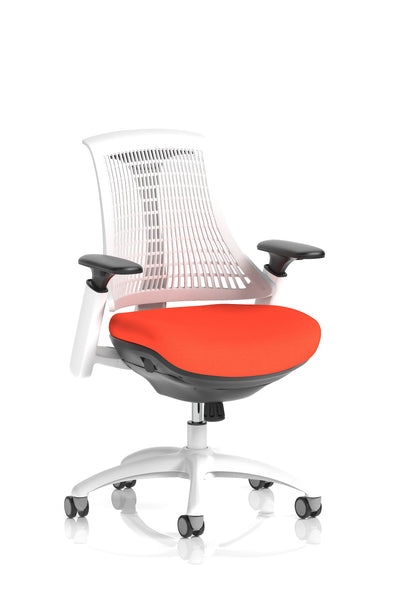 Flex Medium Back White Frame Task Operator Office Chair with Arms