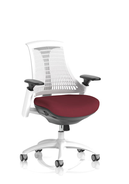 Flex Medium Back White Frame Task Operator Office Chair with Arms