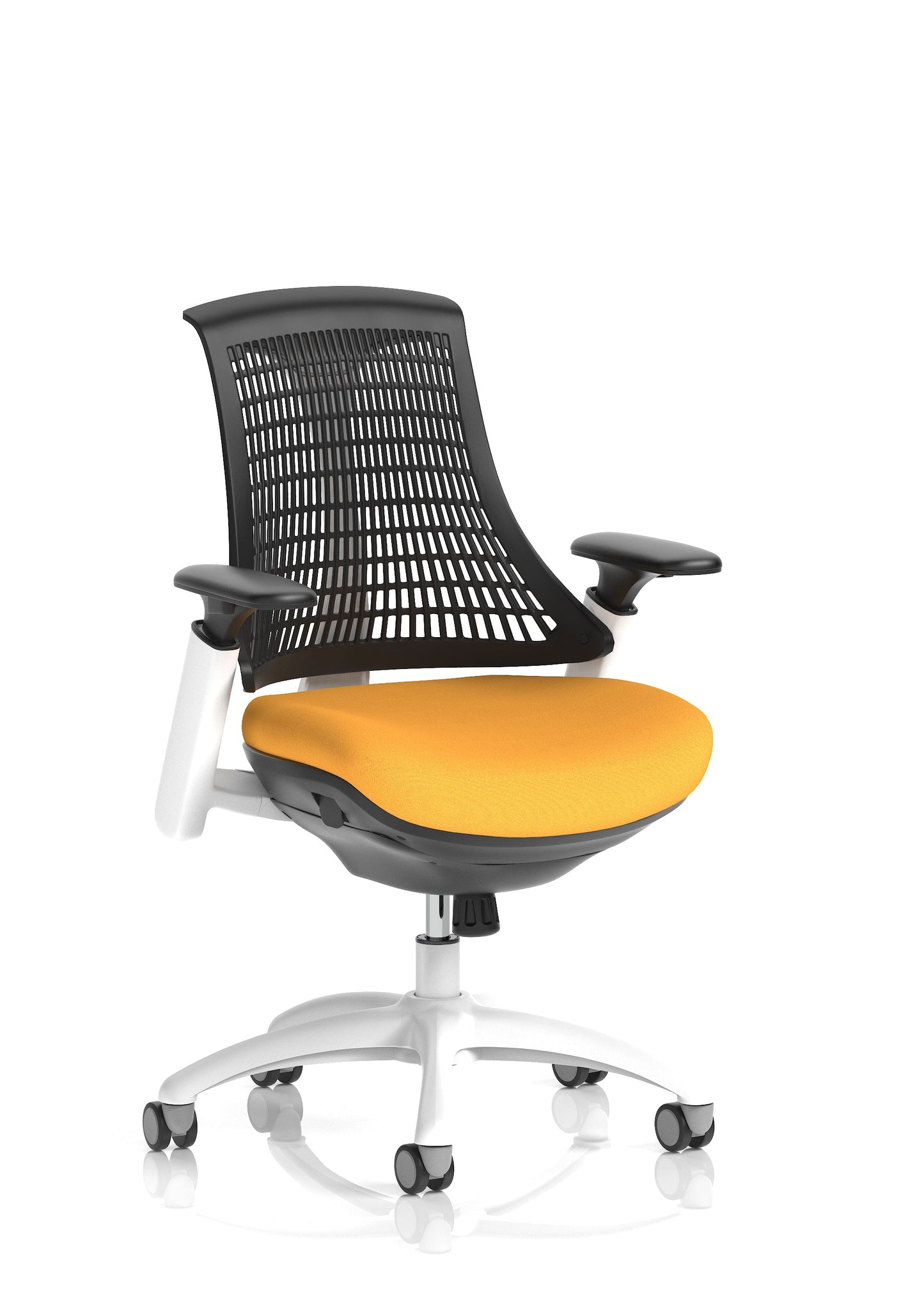 Flex Medium Back White Frame Task Operator Office Chair with Arms
