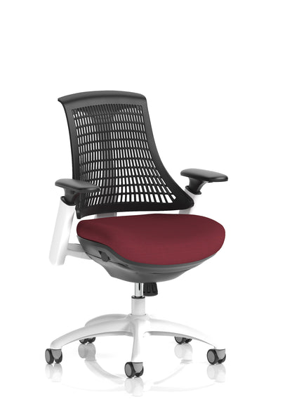 Flex Medium Back White Frame Task Operator Office Chair with Arms