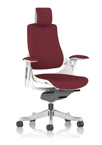 Zure High Back White Shell Fabric Executive Office Chair with Arms