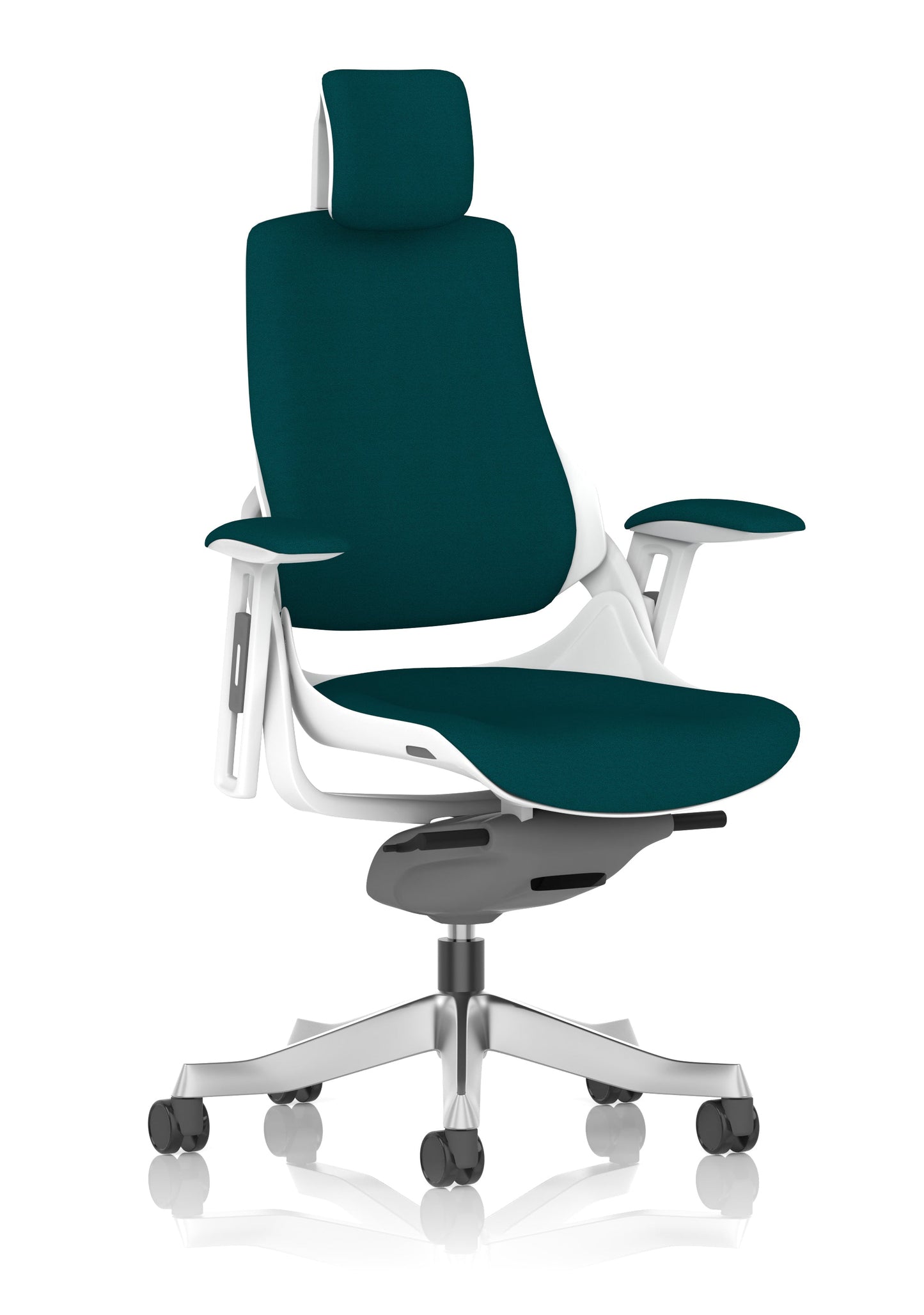 Zure High Back White Shell Fabric Executive Office Chair with Arms