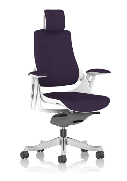 Zure High Back White Shell Fabric Executive Office Chair with Arms