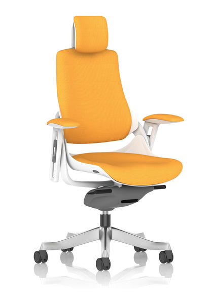 Zure High Back White Shell Fabric Executive Office Chair with Arms