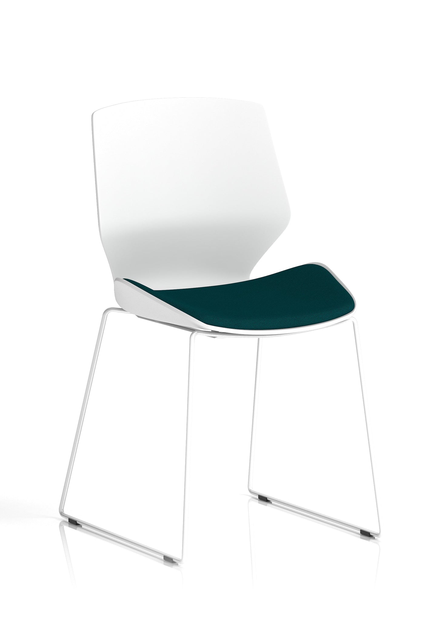 Florence Sled White Frame Fabric Seat Visitor Chair