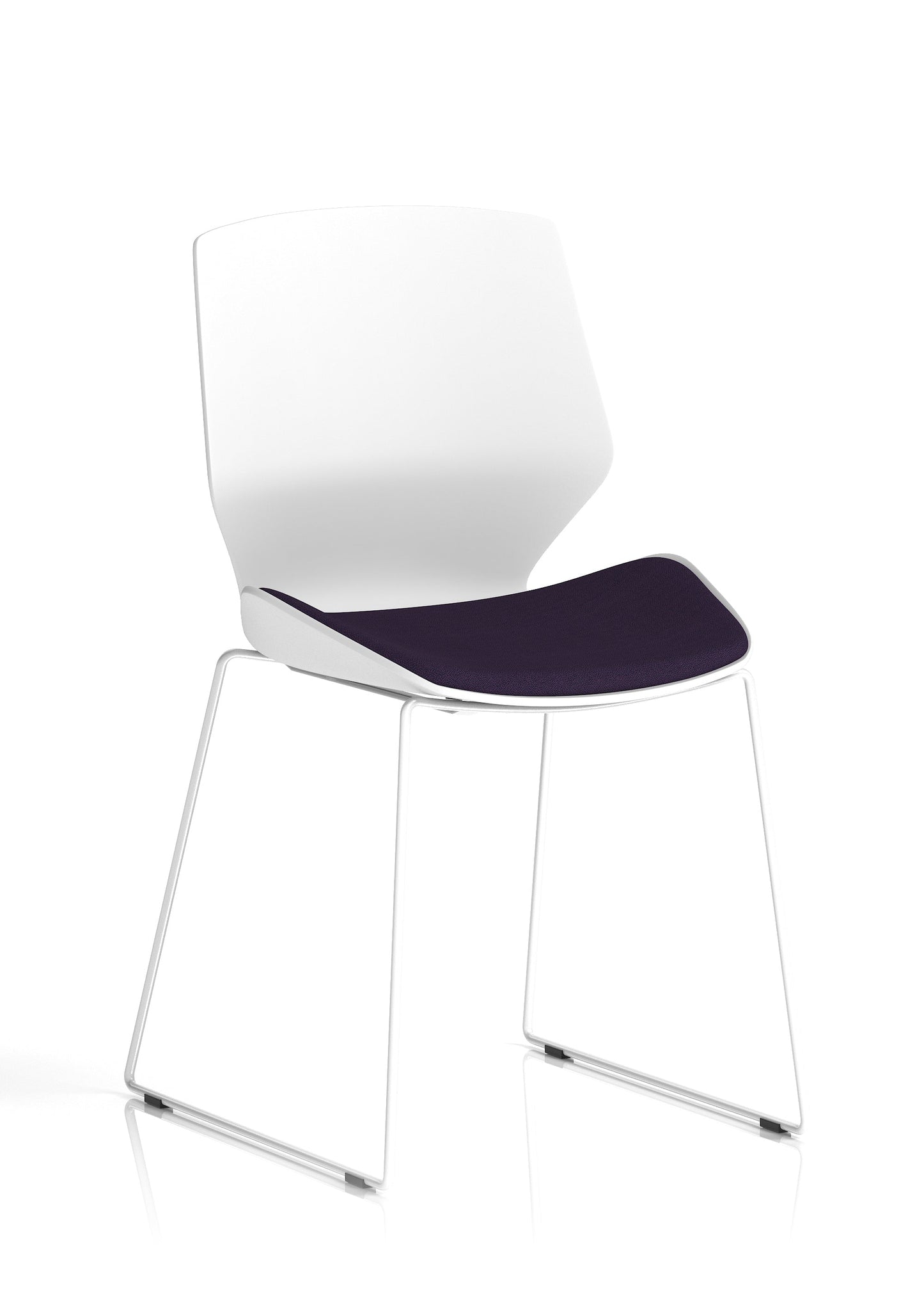 Florence Sled White Frame Fabric Seat Visitor Chair