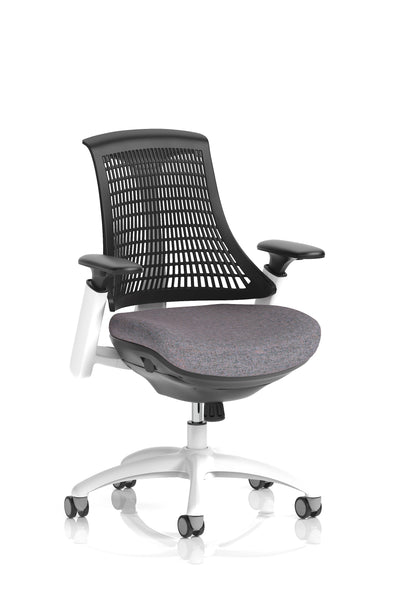 Flex Medium Back White Frame Task Operator Office Chair with Arms