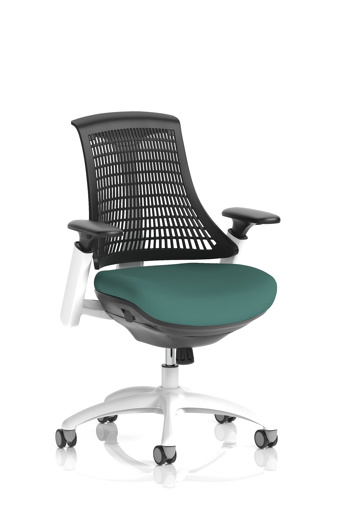 Flex Medium Back White Frame Task Operator Office Chair with Arms