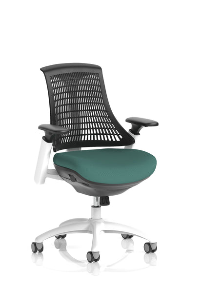 Flex Medium Back White Frame Task Operator Office Chair with Arms