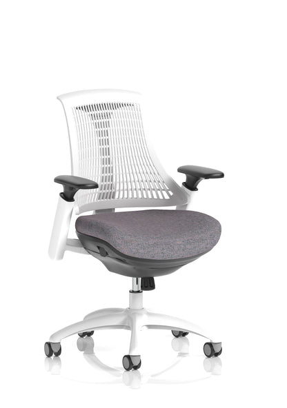 Flex Medium Back White Frame Task Operator Office Chair with Arms