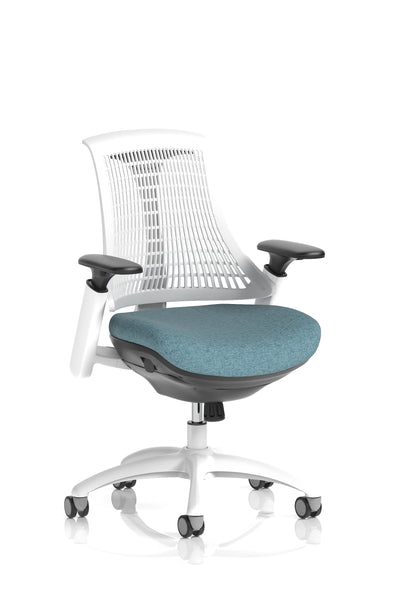 Flex Medium Back White Frame Task Operator Office Chair with Arms