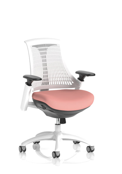 Flex Medium Back White Frame Task Operator Office Chair with Arms