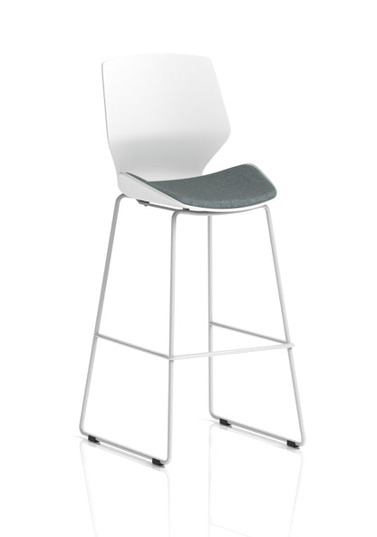 Florence White Frame Fabric Seat High Stool Chair