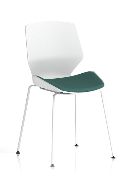 Florence White Frame Fabric Seat Visitor Chair