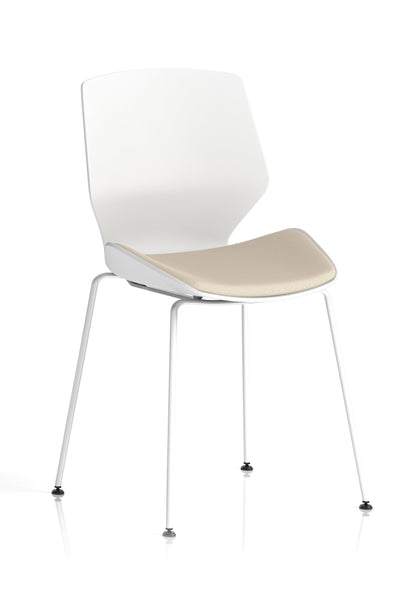 Florence White Frame Fabric Seat Visitor Chair