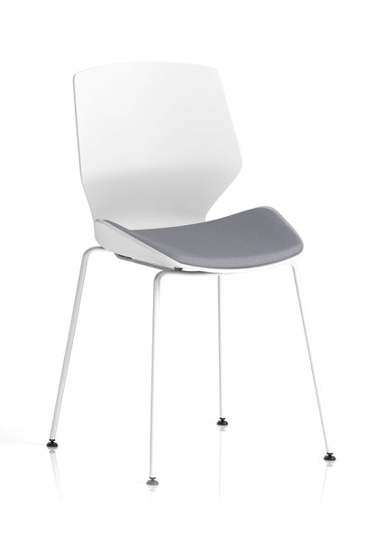 Florence White Frame Fabric Seat Visitor Chair