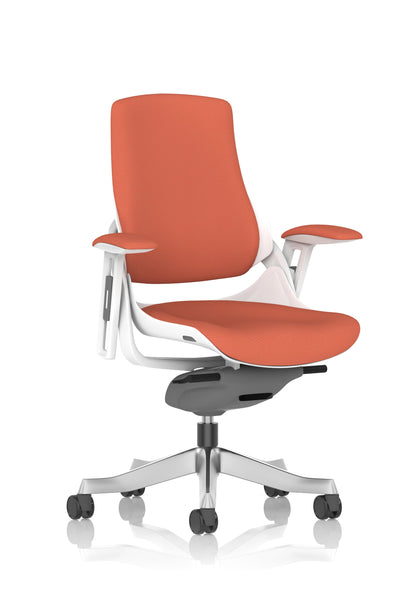 Zure High Back White Shell Fabric Executive Office Chair with Arms