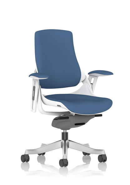 Zure High Back White Shell Fabric Executive Office Chair with Arms