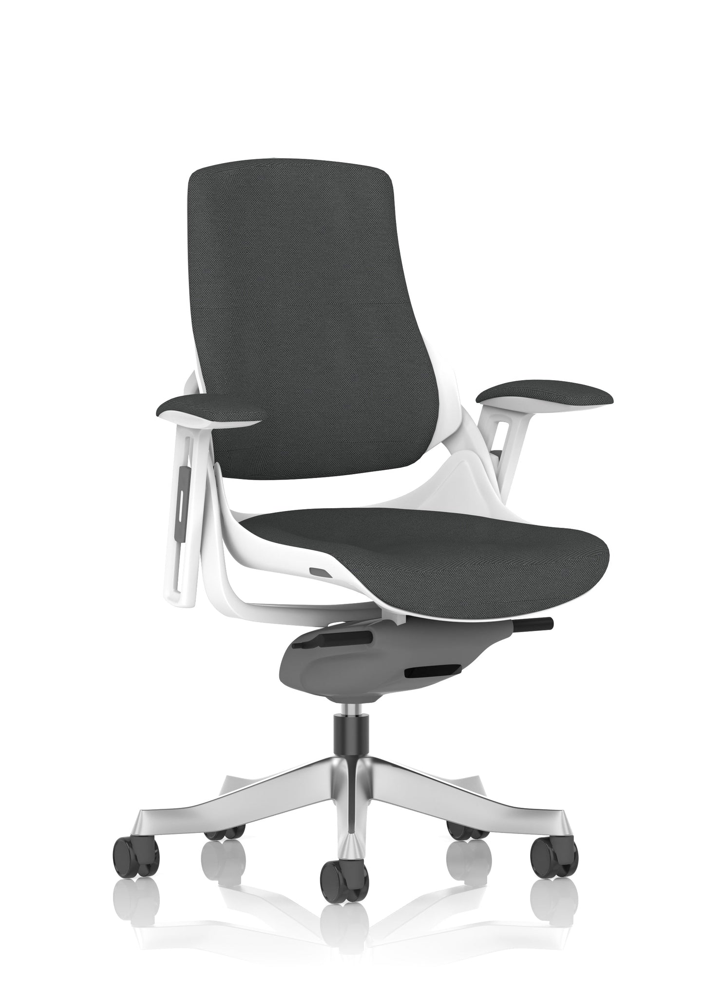 Zure High Back White Shell Fabric Executive Office Chair with Arms