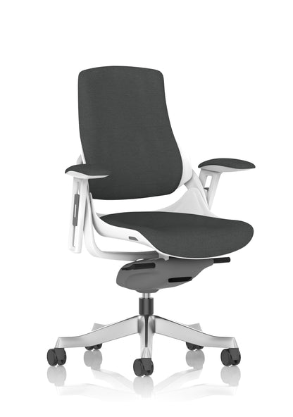 Zure High Back White Shell Fabric Executive Office Chair with Arms