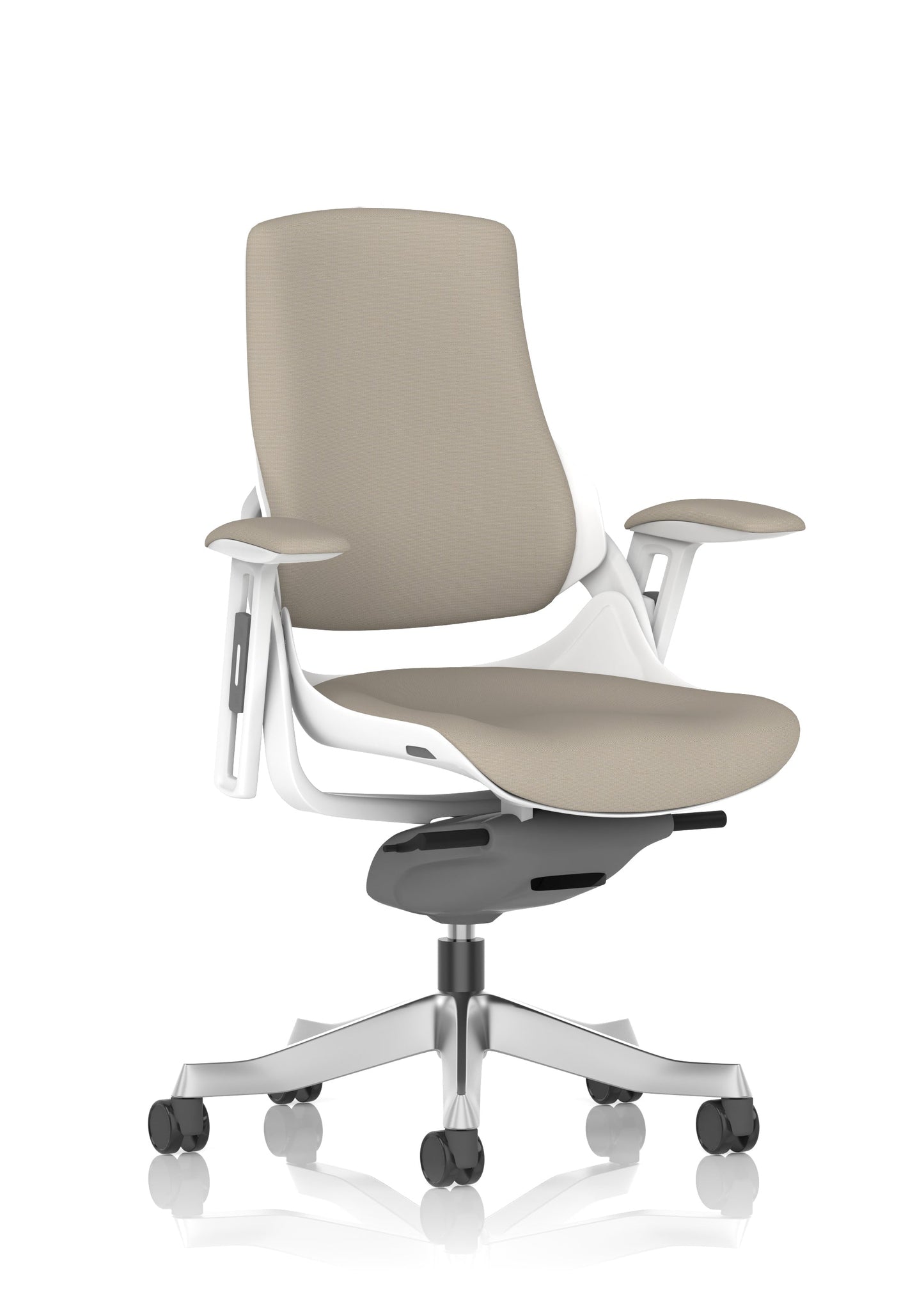 Zure High Back White Shell Fabric Executive Office Chair with Arms