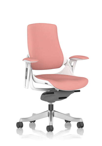 Zure High Back White Shell Fabric Executive Office Chair with Arms