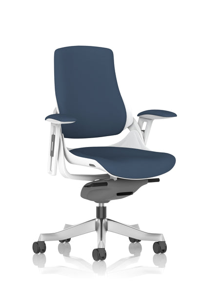 Zure High Back White Shell Fabric Executive Office Chair with Arms
