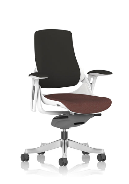 Zure High Back White Shell Fabric Executive Office Chair with Arms