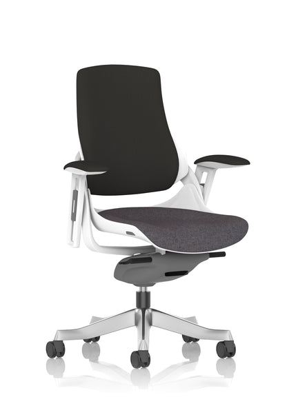 Zure High Back White Shell Fabric Executive Office Chair with Arms