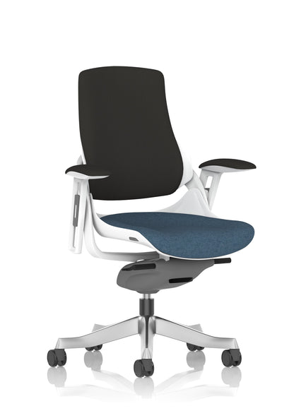 Zure High Back White Shell Fabric Executive Office Chair with Arms