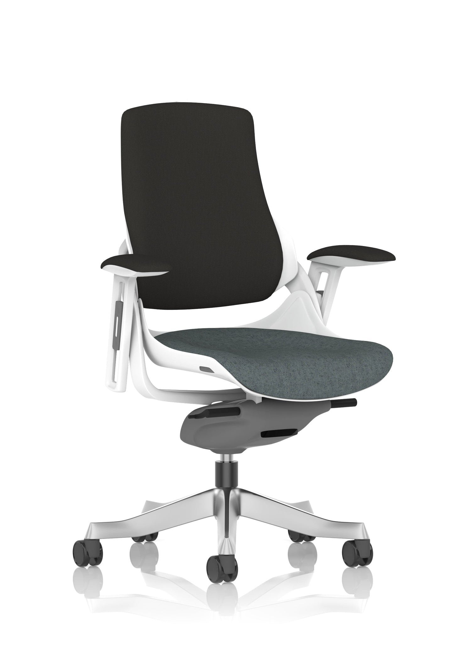Zure High Back White Shell Fabric Executive Office Chair with Arms